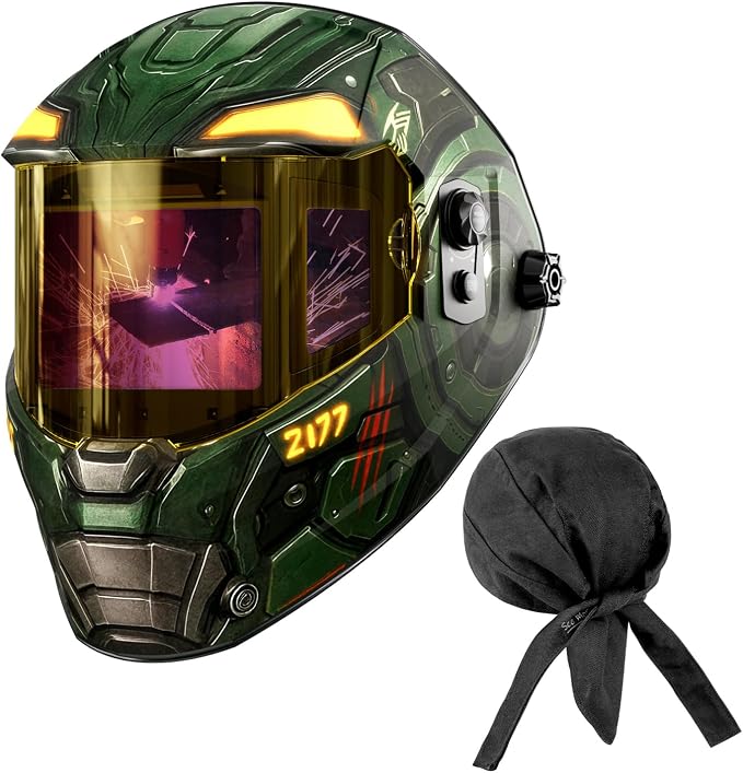 ANDELI Digitally Controlled Lens Auto Darkening Welding Helmet Panoramic View&Protective Welding Cap Fireproof Cotton