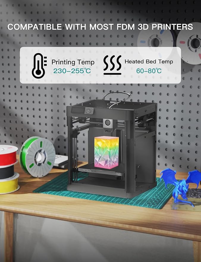PINBALL Rainbow PETG 3D Printer Filament 1.75mm ±0.02mm, Transparent Multicolor Printing Filament, Translucent PETG Filament, 1KG/2.2lbs