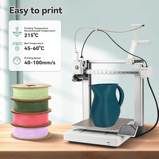 3DHoJor Matte PLA Filament 1.75mm, Upgrade 1kg Cardboard Spool PLA Filament 1.75 PLA 3D Printing Filament, Print with Most 3D Printers Using 3D Filament-Morandi Green