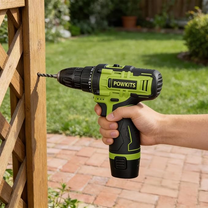 Cordless Drill Tool Set: 12V Power Drill Tool Kit with Battery & Charger, 25+1 Torque Setting, Portable Household Basic Drills Case for Men & Women, 2-Speed Electric Drill Set, 142 Piece, Green