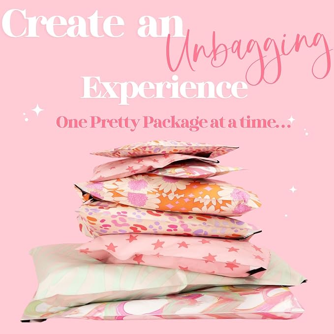 Pretty Package Store Poly Mailer 14.5x19, Pink Bows Coquette, 100 Pack | Heavy Duty, Waterproof, Self Seal, Tear Resistant, Shipping Bags for Small Business Packaging, Bulk Mailing Envelopes
