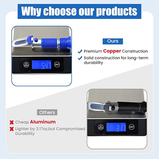 DEF Refractometer 0-40% AdBlue Diesel Exhaust Fluid Urea Concentration Refractometer Hand Held Refractometer with ATC for Automotive Diesel, Made of Copper Not Cheap Aluminum (Model AMR001)