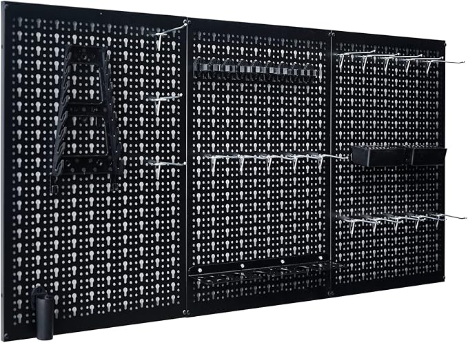 Ultrawall Peg Board Wall Organizer 4 ft. Metal Pegboard Garage Wall Pegboard Tool Storage Kit with Accessories for Garage, 45pcs
