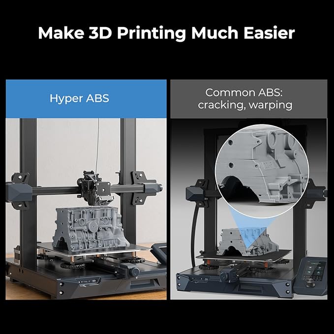 Creality Hyper ABS Filament 1.75mm 2KG, High-Temperature Resistant, High Impact Strength, Stable Printing Performance, +/- 0.05mm Accuracy(Grey)