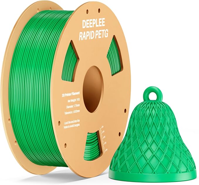 Rapid PETG Filament 1.75mm, High Speed PETG 3D Printer Filament Up to 600 mm/s, Dimensional Accuracy +/- 0.02 mm, Fits for Most FDM 3D Printers, 1kg Green
