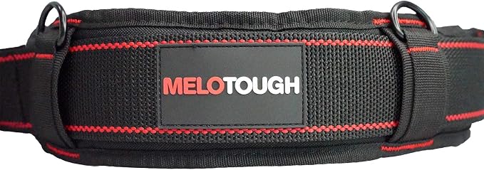MELOTOUGH 1 PACK Tool Belt with D ring and Strong Durable Double Metal Roller Buckle,Adjustable waist + 1 PACK Magnetic Suspenders Tool Belt Suspenders with Large Moveable Phone Holder