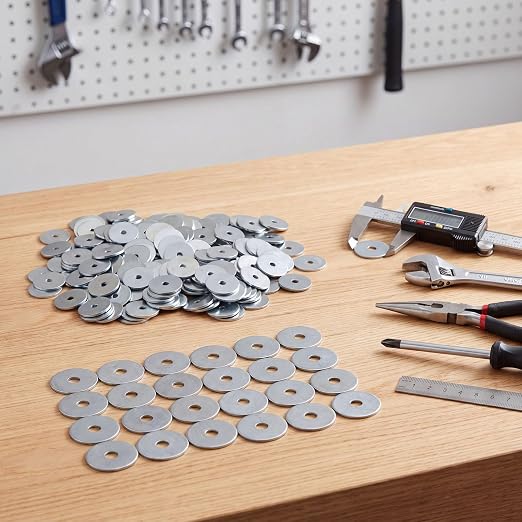 Yaocom 200 Pieces 3/16" x 1-1/4" Zinc Fender Washers Thickness 2mm Fender Washers for Wood and Wet Environment