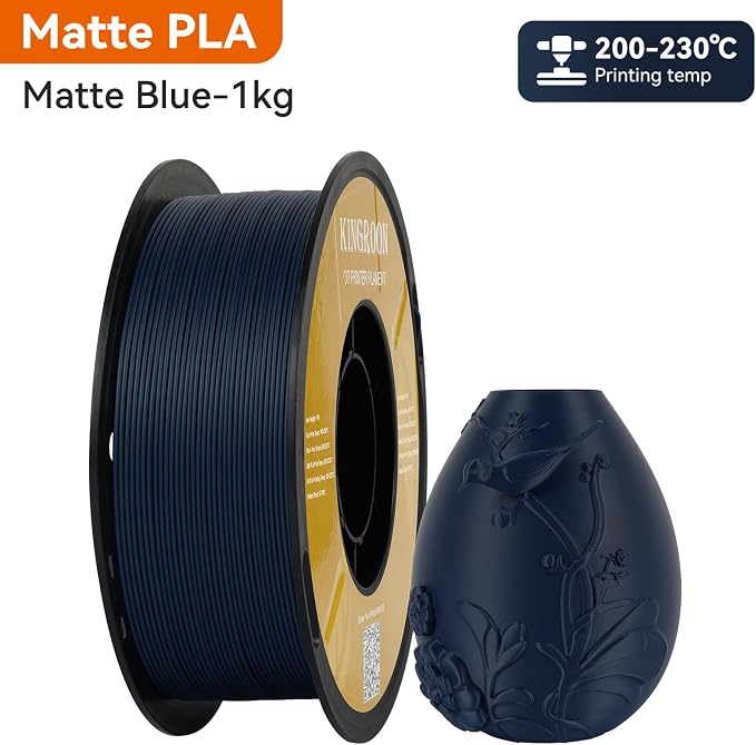 Kingroon Matte PLA Filament 1.75mm 3D Printer Filament Matte Filament 1kg Dimensional Accuracy +/- 0.02 mm (Matte Blue)