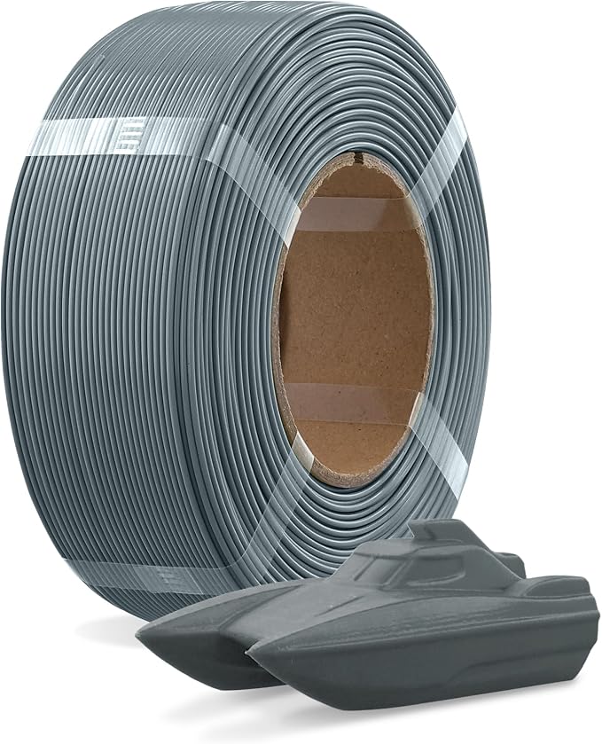 OVERTURE Refill PETG 1.75mm Spoolless 3D Printer Filament, 1kg (2.2lb) Refilament for Bambu Lab Reusable Spool, Accuracy +/- 0.02 mm, Fit Most FDM 3D Printers(Space Gray)