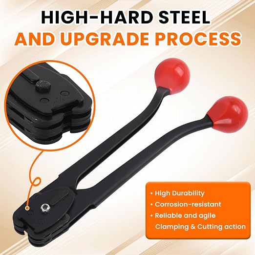 Steel Banding Tool Strapping Sealer - Double-notched Front action 2 in 1 Crimper & Sealer for 5/8" Steel/Iron Strapping for High Tensile Package, Sealing