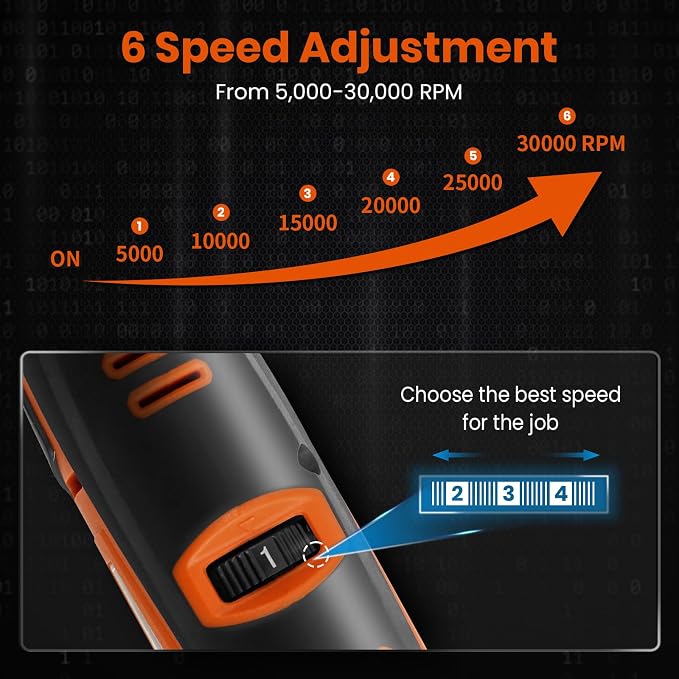 HARDELL 12V Cordless Rotary Tool Kit 6-Speed 30000RPM Rotary 94 Accessories | Power Rotary Tools for Engraving, Sanding, Polishing, Cutting, Carving, DIY and Craft Projects