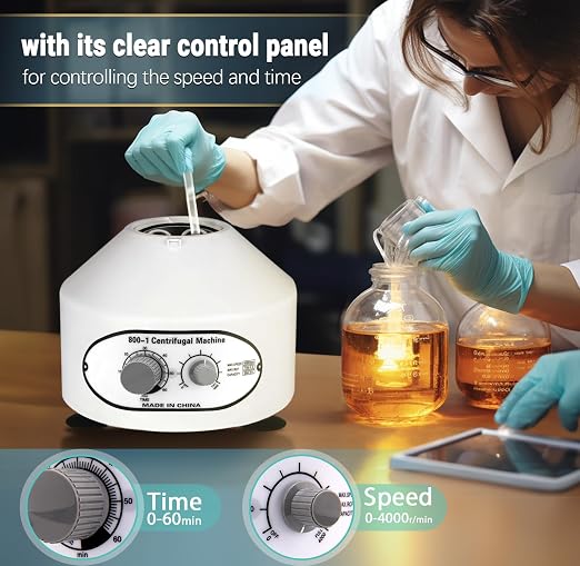 Centrifuge Machine, Lab Benchtop Centrifuges, Desktop Electric Lab Laboratory Centrifuge Machine Lab Medical Practice w/Timer and Speed Control - Low Speed,4000 RPM, Capacity 20 ML x 6-110v