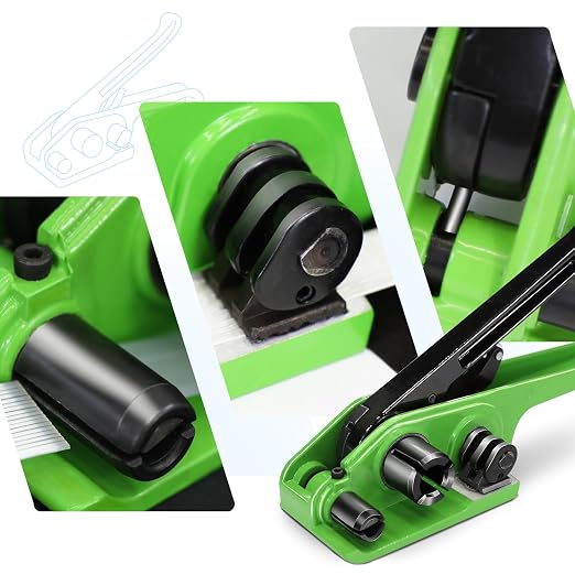 Heavy Duty Banding Strapping kit Contain 3/4"x 330' Composite Cord Packaging Straps & 100 Metal Wire Buckles 50 Plastic Edge Protectors Tensioner with Cutter Tool Glove