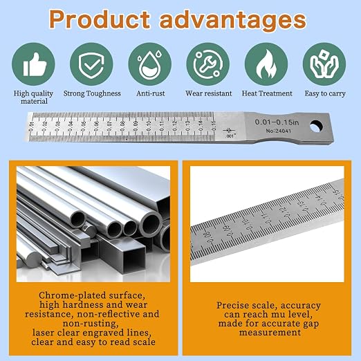 Taper Gap Gauge,Inch Unit 0.01"-0.15",Graduation 0.001"
