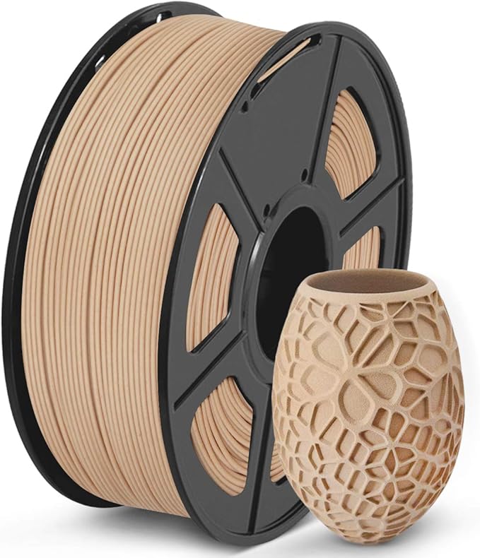 SUNLU Real Wood Fiber PLA Filament, Neatly Wound 1.75mm PLA for FDM 3D Printers, 1kg Spool (2.2lbs), Woody Scent