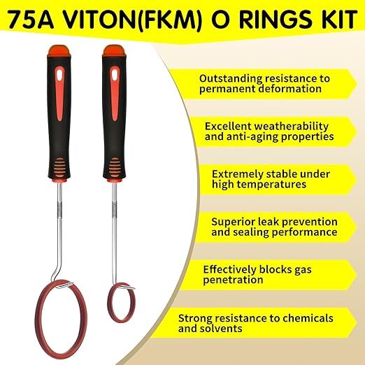 390PCS Viton O Rings Kit, 30 Sizes Metric., -20° to 200°C | High Temperature FKM Seal Rings, Hydraulic FKM Sealing, Automotive Fuel Systems, Household Plumbing, Pneumatic Tools