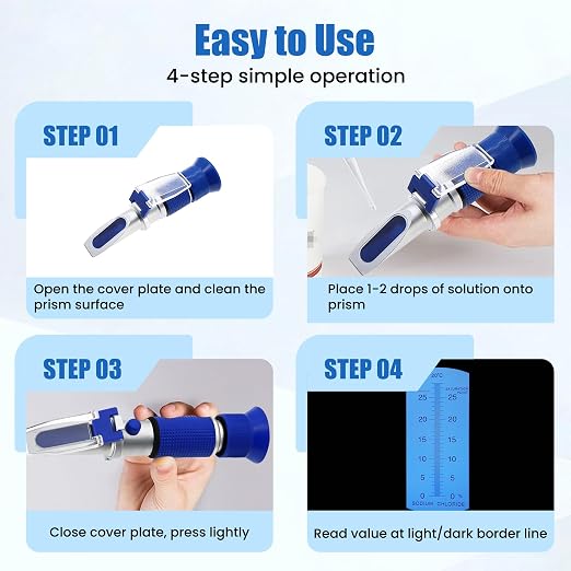 0-28% Salinity Refractometer Sea Water Tester with ATC Hand Held Refractometer for Salt, Aquarium, Industry (Made of Copper Not Cheap Aluminum)
