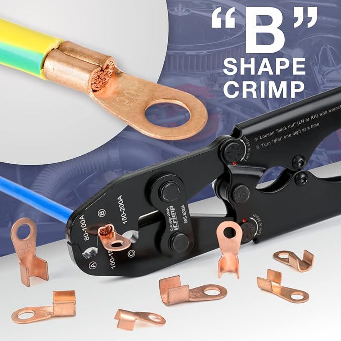 iCrimp IWS-8200A Battery Lugs and Open Barrel Connectors Crimping Tools works with Wire AWG 9-2