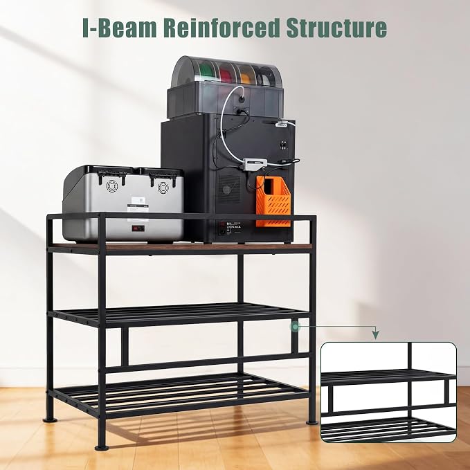 3D Printer Stand with Filament Storage 31.5"x21.6" Printer Table | Wobble-Free, 60 Filament Capacity, I-Beam Reinforced Structure, Anti-Vibration Feet, for Workshop Studio Office