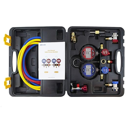 Elitech DMG-3 AC Manifold Gauge Refrigerant Pressure Gauge Set 2 Way with Hoses
