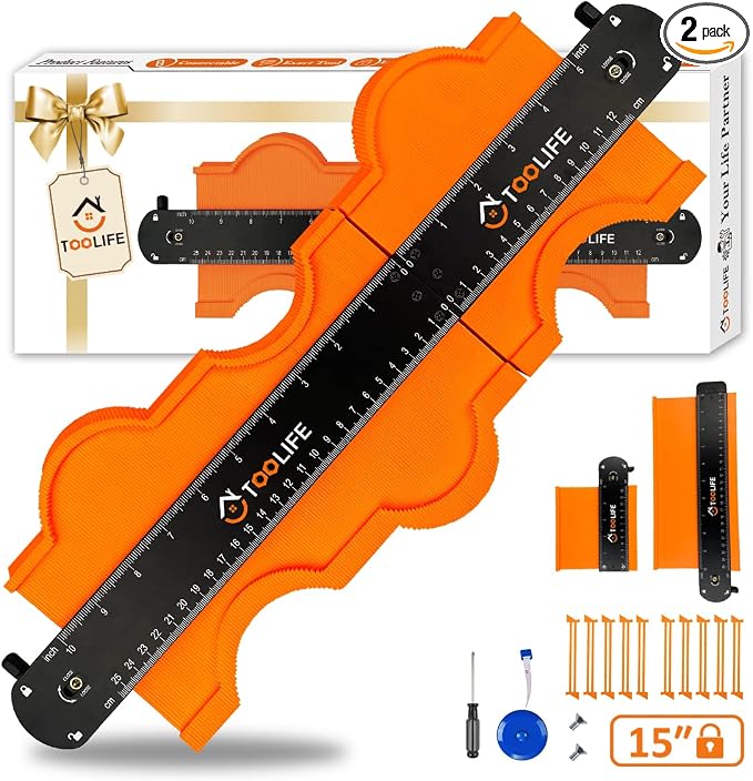 TOOLIFE Connectable Contour Gauge with Lock, Stocking Stuffers，Gifts for Men Him Husband Dad,Woodworking Tools for Flooring， Cool New Measuring Tool for odd Shape, Christmas Gifts Anniversary Birthday