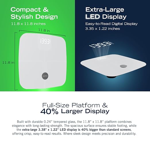 Nautica Body Tracker Digital Bathroom Scale, Bluetooth-Enabled Smart Scale with BMI, Body Fat, Muscle Mass Tracking & More, Syncs with Smartphone App for Body Composition Tracking, 440 Lbs.