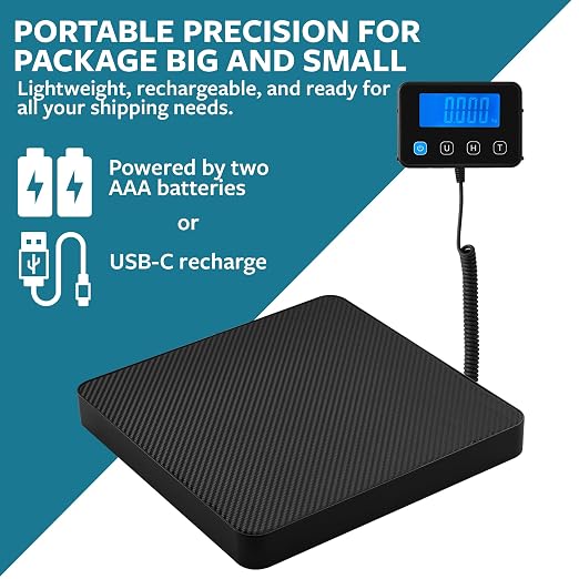 Digital Shipping Scale, Postal Scale, 220 lb, 0.1 oz - Smart Weigh | Remote Backlit LCD Display, Hold & Tare, Package Scale for Small Business, Postage Mail Scale, Battery & USB-C