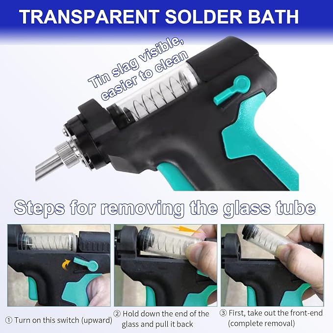 OUKENS Soldering Iron Desoldering Station Kit, Electric Solder Suction Gun with LCD, Desoldering Tool for Electronics Repair, Sleep Mode 7-Hole Design, Includes 3 Nozzles 3 Needles 4 Filter Cotton