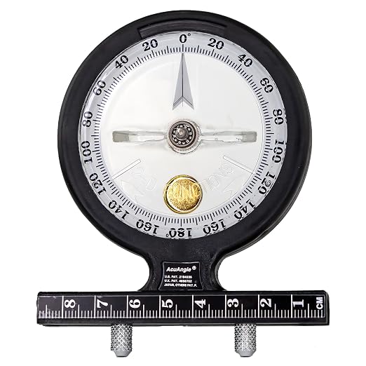 Baseline - W54668 AcuAngle Inclinometer with Adjustable-Feet for Precision Measurement, Testing and Evaluation of Range of Motion of Neck, Hip, Spine, Elbow, Knee, Shoulder, Ankle, Wrist and MCP Joint