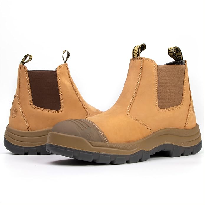 Work Boots for Men, Composite/Soft Toe Waterproof Working Boots, Slip Resistant Anti-Static Slip-on Safety Working Shoes 8 9 10 11 12 13