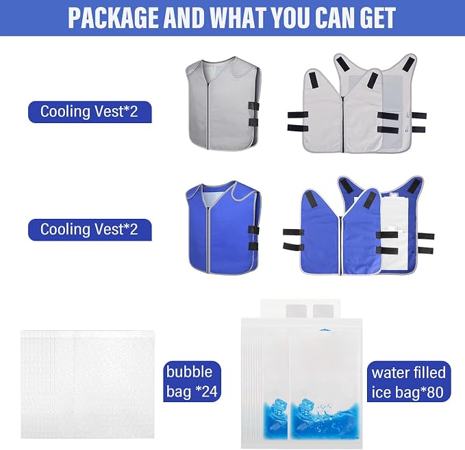 Hercicy 4 Pcs Summer Cooling Vest for Teens, Men and Women with 80 Pcs Ice Packs Adjustable Cooling Jacket Ice Cool Reflective Vest for Hot Weather Cycling Working Running Fishing Gardening