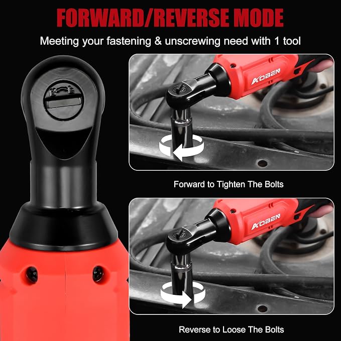 AOBEN 20V 3/8" Cordless Ratchet Wrench Kit, 60 Ft-lbs Brushless Electric Power Ratchet with Variable Speed, 2X2000mAh Lithium-Ion Battery, Charger, 8 Deep Sockets, 1/4" Adaptors, 6" Extension Bar