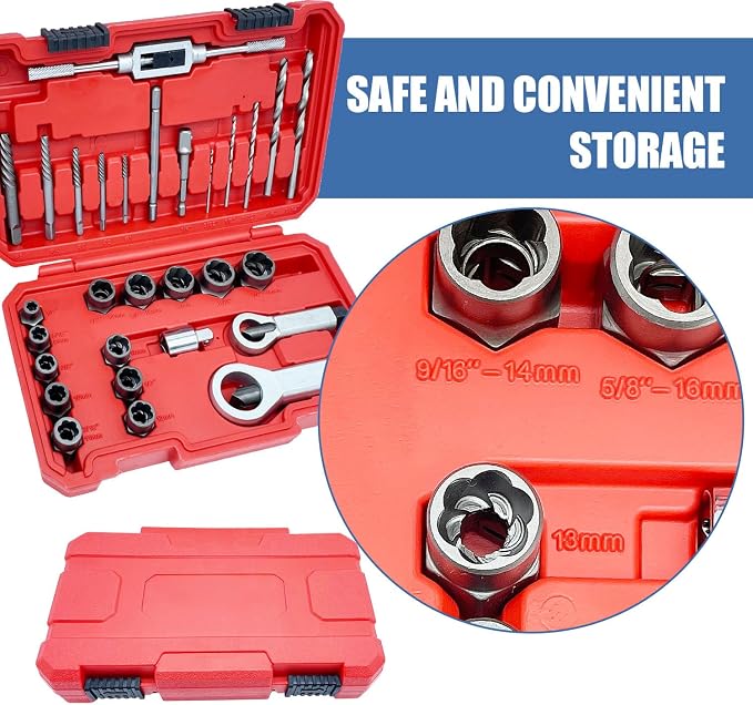 29PCS Impact Nut/Bolt Removal Drill Bit Kit, Bolt Extractor Tool Set, Screw Extractors, Nut Splitter Cracker Set For Damaged Rusted Screws,Bolts, Nuts And Fittings