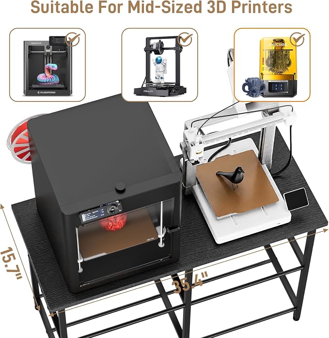 3D Printer Table with Filament Storage, Heavy Duty Metal 3D Printer Stand for 2 Printers, Anti-Vibration 3D Print Desk with Spool Holder for Workshop, Studio, Home Office