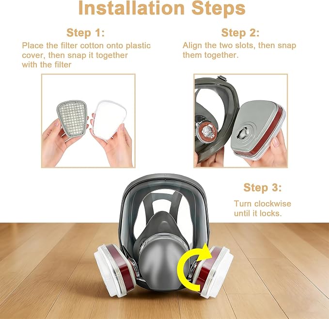 Full Face Respirator Mask With Filters (Reusable) For Paint, Welding, etc | Full Face Mask