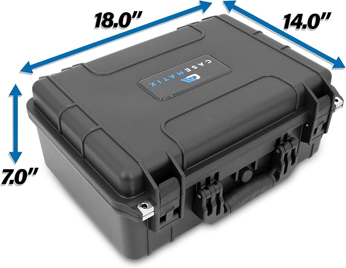 CASEMATIX 18" Waterproof Hard Case with Customizable Foam for Portable Electronics, Tools and Accessories - Hard Shell Plastic Case with Pre-Diced Travel Case Foam Interior