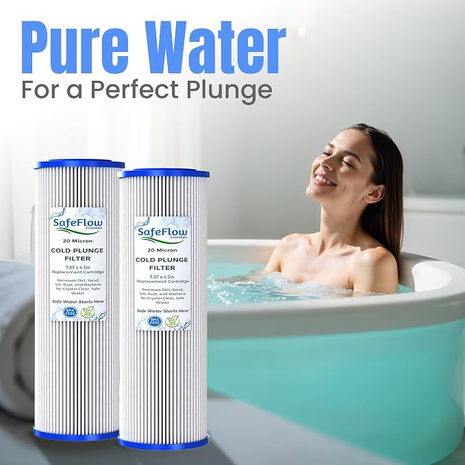 7.7" x 4.5" Ice Bath Water Filter 20 Micron (4-Pack) – Compatible with Cold Plunge All-In & Evolve Pro Chiller | Sediment Filter for Ice Bath & Water Chillers (7.7 x 4.5in, 4, Count)