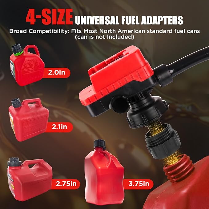 4.5GPM Cordless Fuel Transfer Pump with 51" PVC Hose, Compatible with DeWalt 20V (Include POWERSTACK) & Milwaukee 18V Batteries, 4 adapters & multi-adapter, Gas Pump for Lawn Mowers, Cars(Bare Tool)