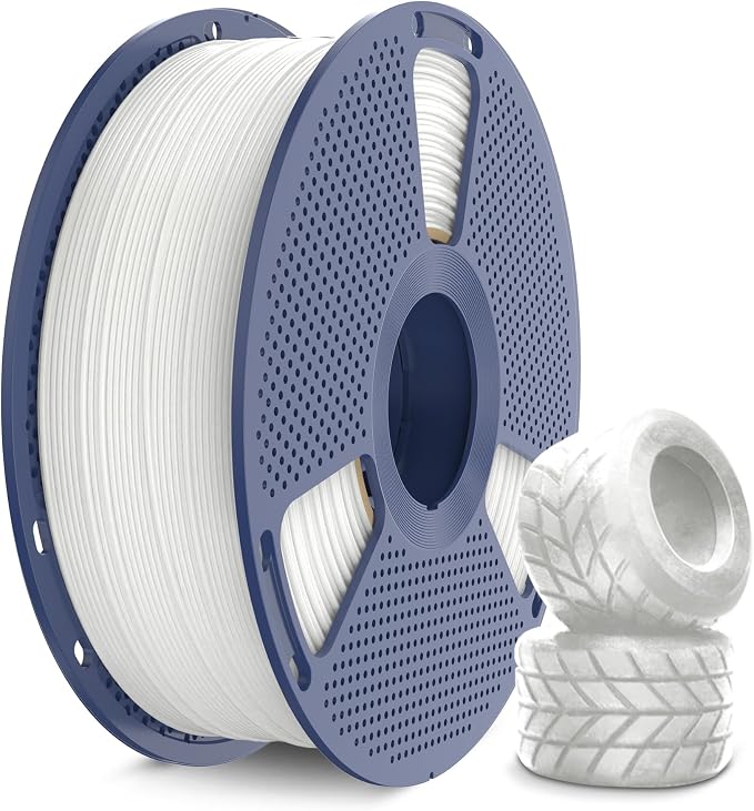 SUNLU TPU 3D Printer Filament 1.75mm, High Speed 95A TPU Filament, Flexible 3D Filament for Fast Printing, Dimensional Accuracy +/- 0.03mm, (1kg White,95a TPU)