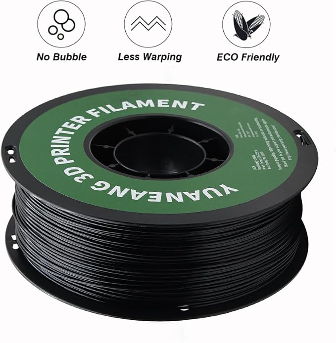 Black ASA 3D Printer Filament 1.75mm, 1kg Spool, UV & Weather-Resistant ASA Material, ±0.02mm Precision, Heat-Resistant, Low-Warp & Durable, Ideal for Outdoor Parts