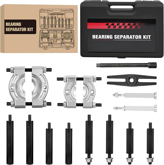 GOOACC 14pcs Bearing Puller Kit, 5 Ton Capacity Bearing Separator with 2" and 3" Jaws, Wheel Bearing Removal and Hub Axle Puller Set, Heavy Duty Gear Splitter Tool Kit, Pinion Pullers with Case, Black