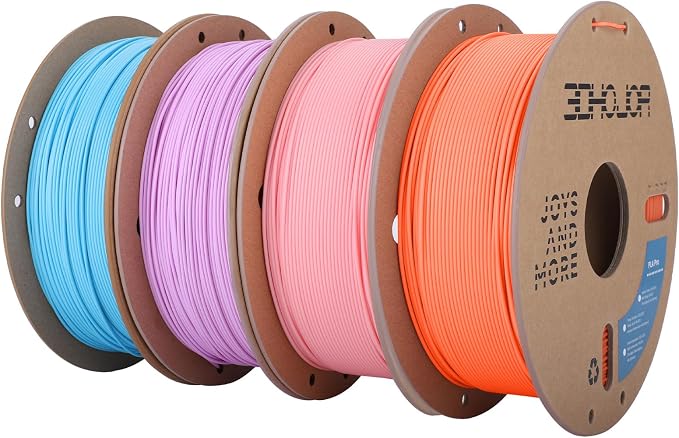 3DHoJor PLA Pro (Plus) Filament 1.75mm, 3D Printer Filament, Cardboard Spool 3D Printing Filament, Dimensional Accuracy +/- 0.03 mm-4 Pack Lilac+Soft Pink+Space Blue+Coral Orange