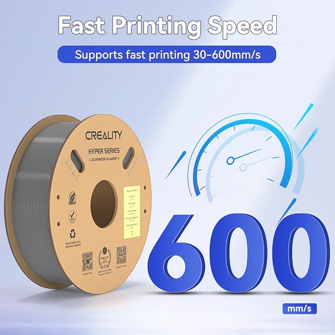 Official Creality Hyper PETG Filament 1.75mm, High Speed 600mm/s 3D Printer Filament PETG, 1kg(2.2lbs)/Spool, Dimensional Accuracy ± 0.05 mm