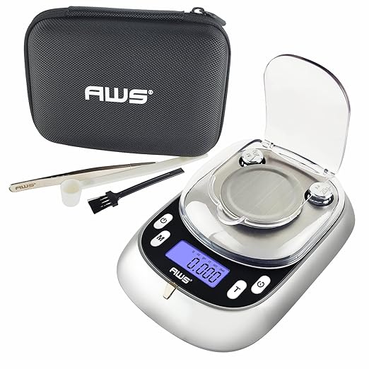 AWS Elite-100 Milligram Scale 100g x 0.001g–Digital Jewelry/Lab Scale for Powder, Gold, Gems – Includes Calibration Weights, Tweezers & Tray–Tare, Cal, 6 Units (Gemini Pro - 100g)