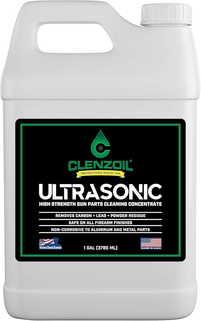 Clenzoil Ultrasonic Cleaner Solution for Firearms - 1 Gallon Concentrate | Removes Carbon, Lead & Powder Residue | Safe on All Metal | Non-Toxic | Field & Range | Dilutes 1:5 (Makes 6 Gallons)