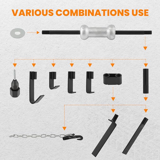 maXpeedingrods 13 Pcs Slide Hammer Dent Puller Set, Automotive Dent Remover, Heavy Duty Auto Body Truck Repair Tool Kit, 10LBS Slide Hammer Puller Set