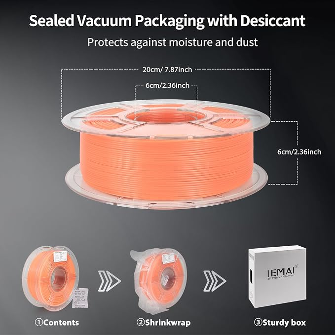 IEMAI Orange Glow in The Dark PETG Filament 1.75mm 1KG, Luminous 3D Printer Filament Long-Lasting Glow & High-Brightness, Neat Wound and Easy Print, Accuracy +/-0.02mm