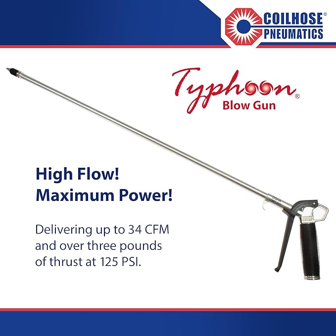 Coilhose Pneumatics TYP2524 Typhoon High Volume Blow Gun, 1/4-Inch NPT with 24-Inch Extension and High Flow Tip