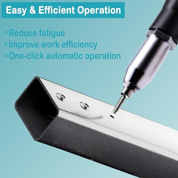 Cordless Rivet Gun 21V with 2 Batteries, Brushless Electric Rivet Gun Kit, Heavy Duty Pop Rivet Tool for Stainless Steel & Aluminum, 3/32" 1/8" 5/32"