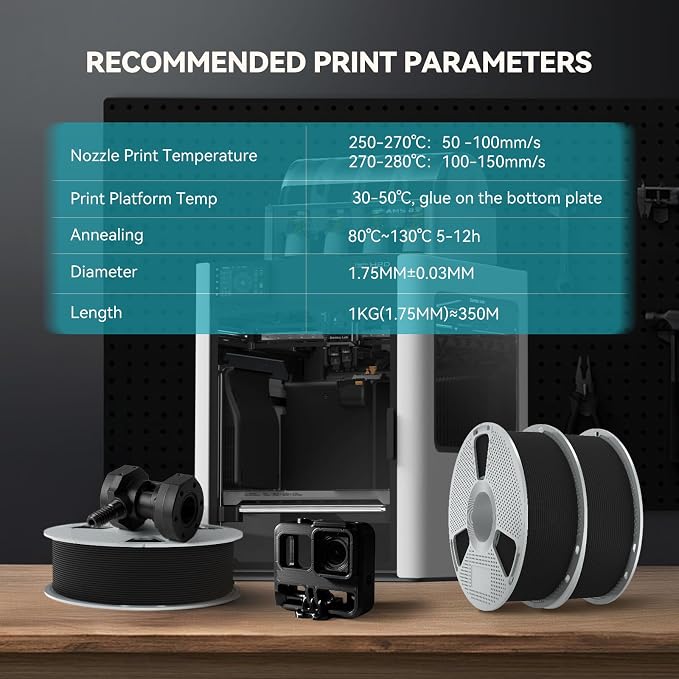 SUNLU Easy PA Filament, Nylon 3D Printer Filament with Heat Resistant, Nylon Filament 1.75mm No Cracking, Polyamide (PA) 3D Printing Filament Warp Free, Fit Most FDM Printer (Natural, 1kg) | Warp-Free & Easy Printing with Nylon 6+66, Strong, Durable En...